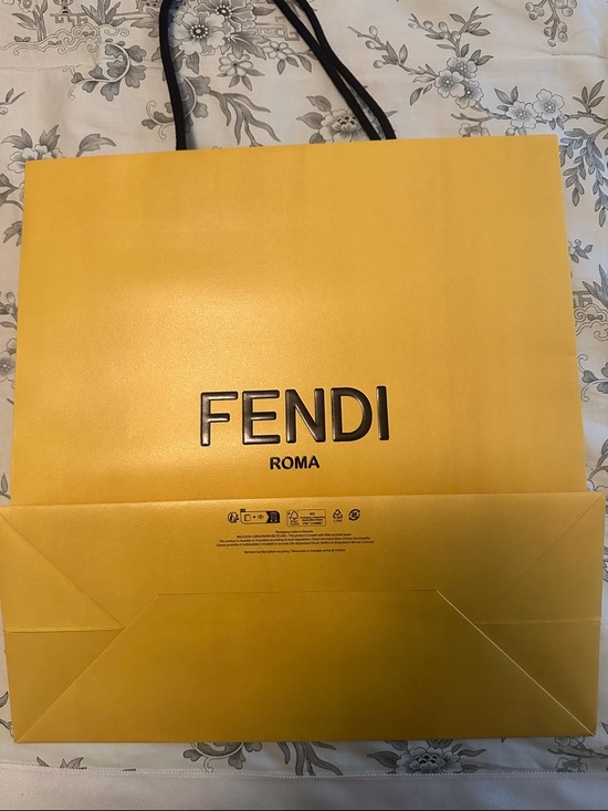 Fendi Mustard Yellow Gift Bag with Black Ribbon - Picture 2 of 3